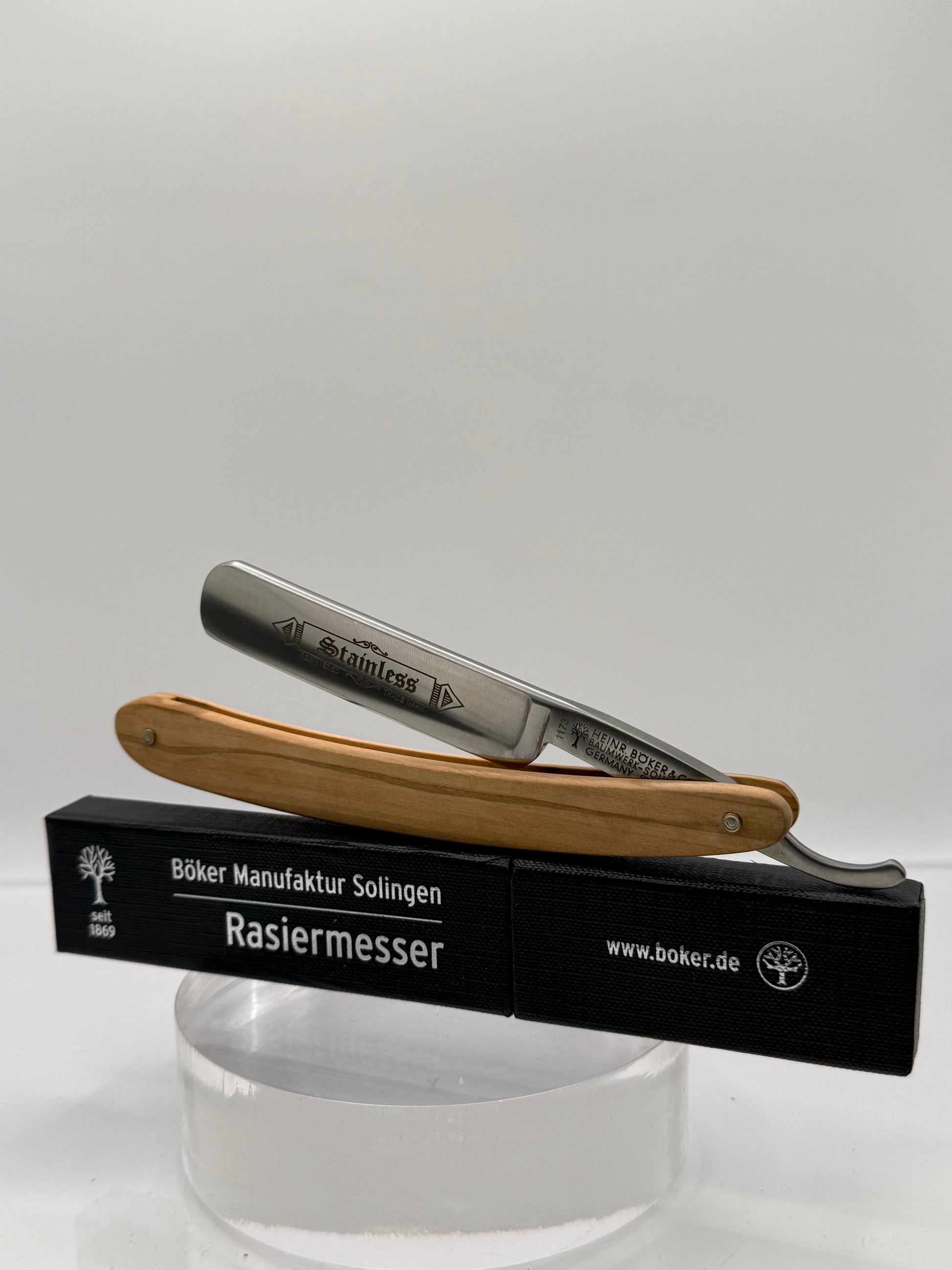 Böker Rasiermesser - Stainless Olivenholz 5/8"