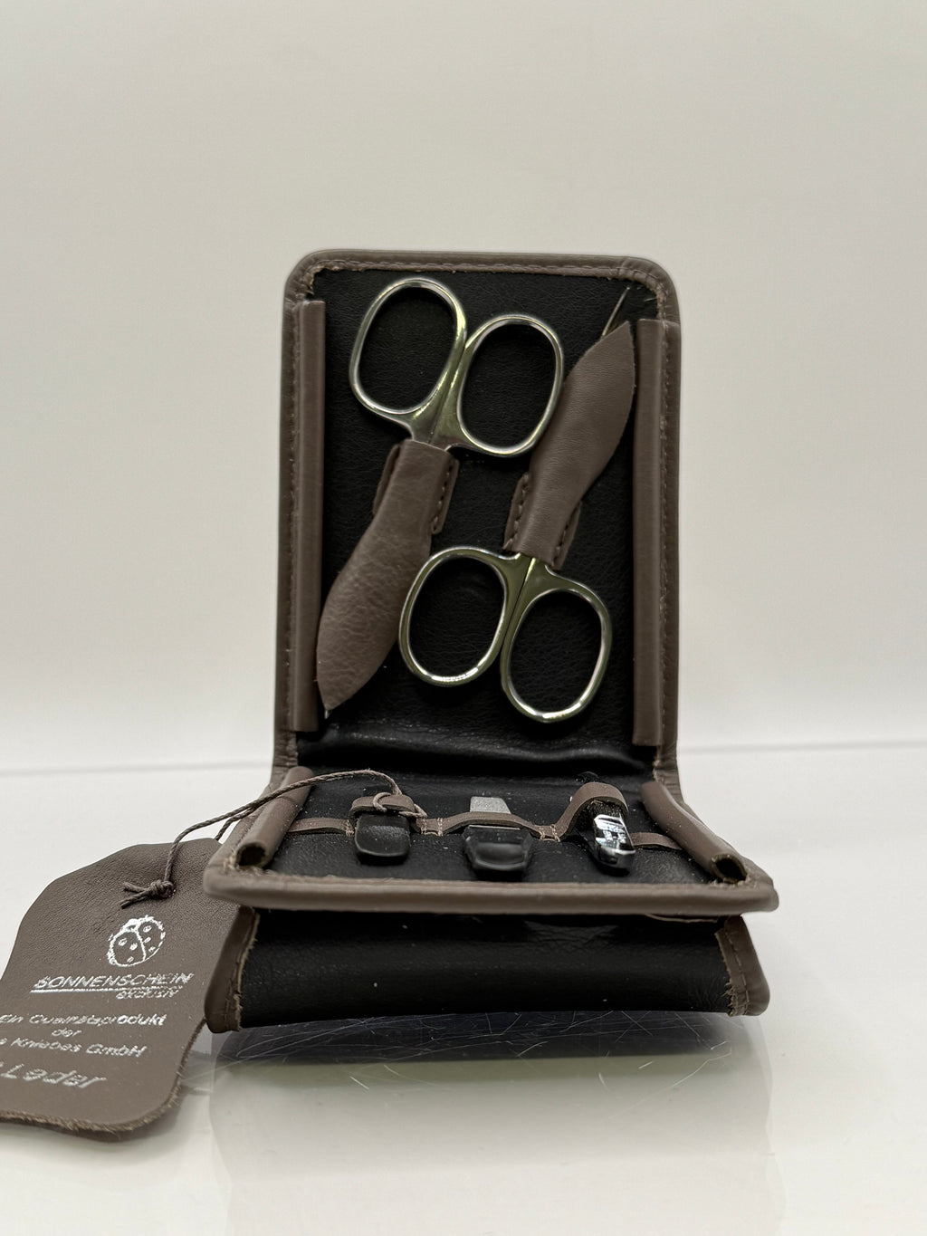 Hans Kniebes - Manicure-Etui 5-tlg Nappa-Vollrindleder Taupe