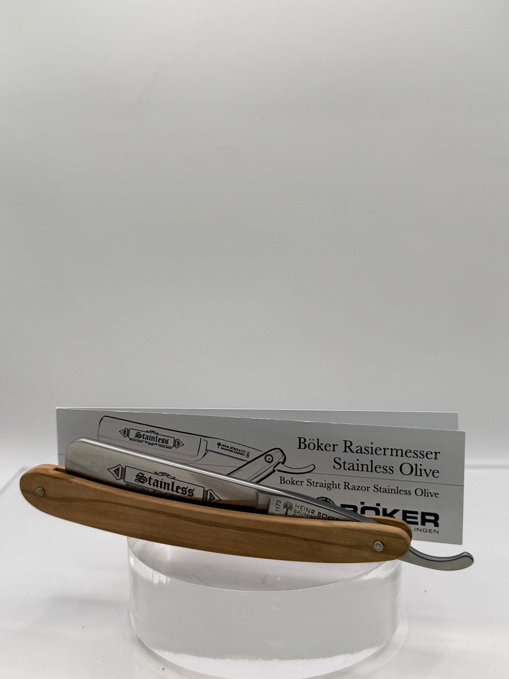 Böker Rasiermesser - Stainless Olivenholz 5/8"