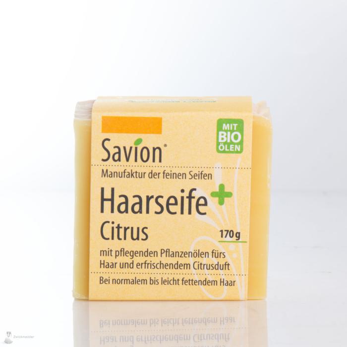 Savion Citrus hair-washing soap, 85 gram block, handmade