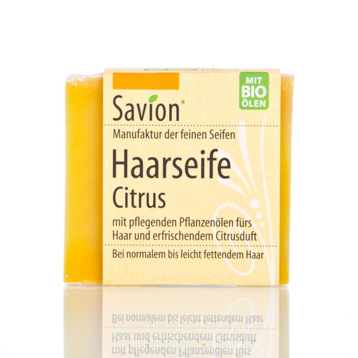 Savion Citrus hair-washing soap, 85 gram block, handmade
