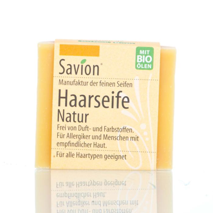 Savion Natur neutral hair-washing soap, 80 gram block, handmade