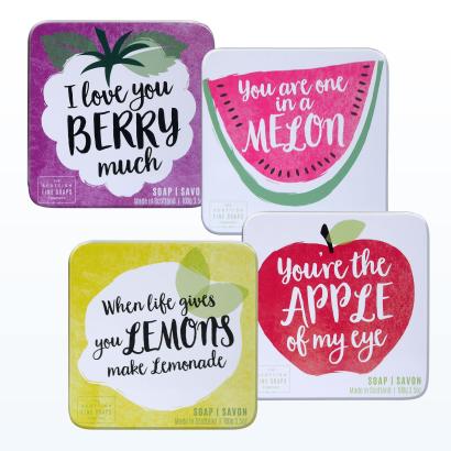 Scottish fine soaps fruits in a tin soap set of 4 - gift set