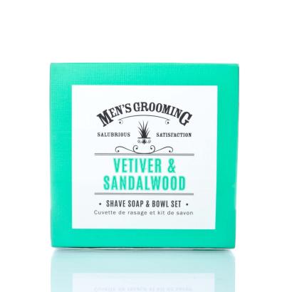 Scottish Fine Soaps Vetiver & Sandalwood Shave Soap & Ceramic Bowl 100g