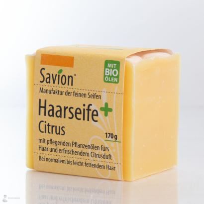 Savion Citrus hair-washing soap, 85 gram block, handmade