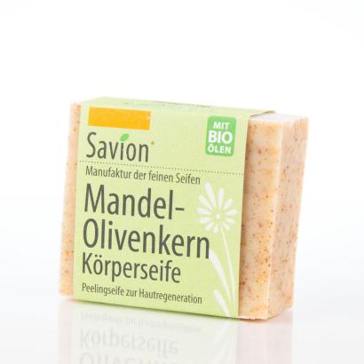 Savion Mandel- Olivenkern Peeling Hand- und Körperseife 80g Block